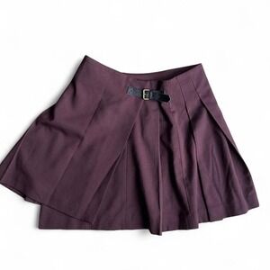 Uniqlo Burgundy Preppy Dark Academia Style Mini Skirt - Size 2